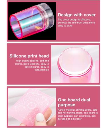 Sanwood Nail Art Stamper Set | Trendy Soft Texture & Good Elasticity | DIY Manicure Tool for Women | Pink Nail Stamp Seal - Buy Online on GoSupps.com