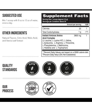 Instant Aminos - EAA+BCAA - 10 Essential Amino Acids Supplement - Rapid Absorption Zero Digestion - Supports Lean Muscle Recovery & Aging - 321% DIAAS Protein Score - Wild Berry (30 Servings) Wild Berry 5 Ounce (Pack of 1) - Buy Online on GoSupps.com