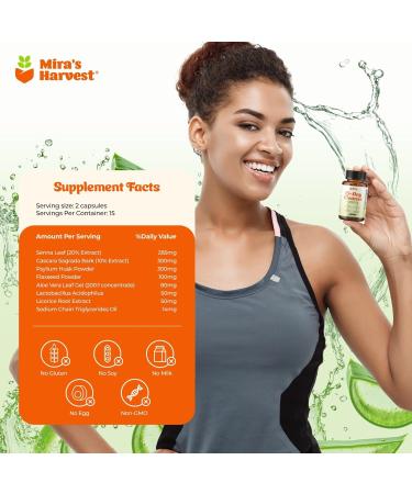 Mira s Harvest 15-Day Cleanse - Two Phase Herbal Gut Cleanse for Men & Women| Herbal Cleanse with Aloe Vera Psyllium Senna| 30 Capsules - Buy Online on GoSupps.com