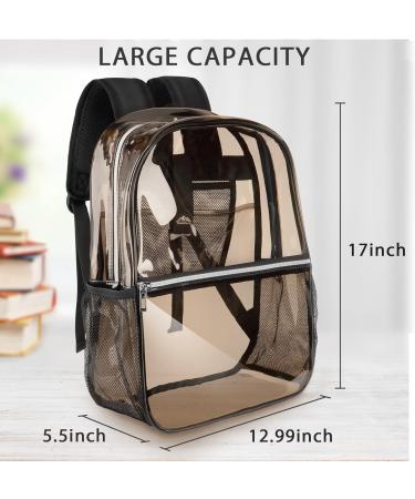 Woddtery Clear Backpack - Heavy Duty PVC Transparent Backpack for School, Work, Stadium, Travel - Black - Buy Online on GoSupps.com