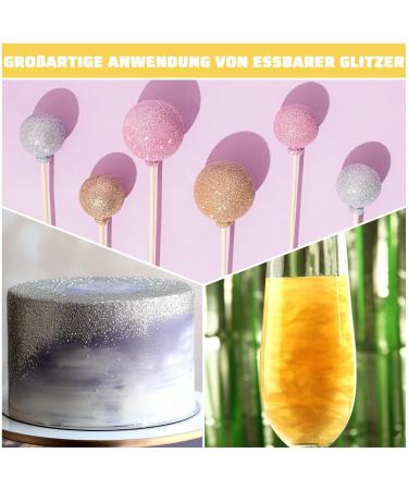 Fidton Edible Glitter for Drinks - 2 Colors Food Color Powder Set | Gold & Silver Edible Glitter for Cakes Donuts Fondant & Cocktails - 5G - Buy Online on GoSupps.com