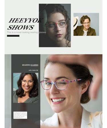 HEEYYOK Women s 4-Pack Cat Eye Reading Glasses - 2.50 Readers Lightweight & Flexible Design Colorful Patterns to Look Younger - Buy Online on GoSupps.com