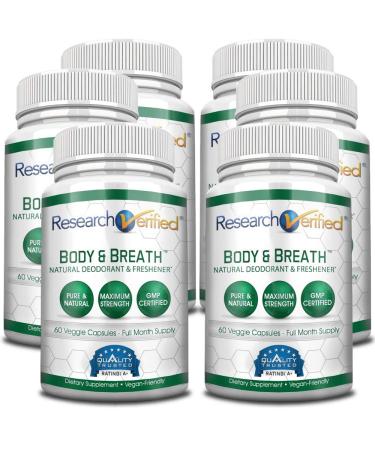 Research Verified Body & Breath Natural Deodorant & Freshener - Bad Breath & Body Odor Supplement - 60 Count (6 Months Supply)