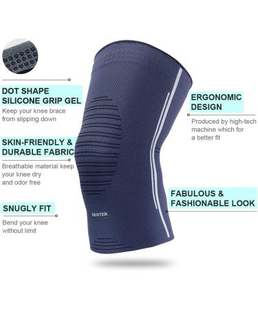 BERTER Knee Compression Sleeve Support for Running  Jogging  Sports - Brace for Joint Pain Relief  Arthritis and Injury Recovery - A Pair Grey-Blue Medium(15.5-18.0) - Buy Online on GoSupps.com