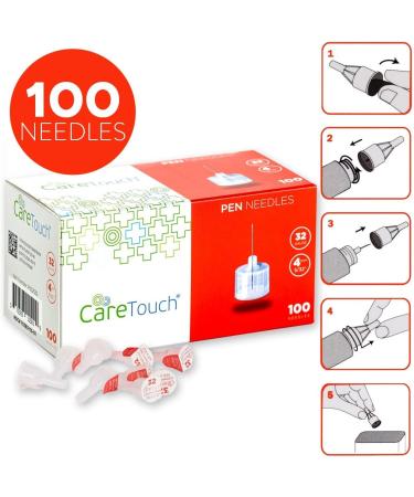 Care Touch 32 Gauge Insulin Pen Needles 5/32 inches 4mm - Pack of 100 - Buy Online on GoSupps.com