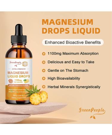 17-in-1 Magnesium Threonate Liquid Drops 1100mg | Glycinate 400mg & Citrate 500mg | Sugar-Free Pineapple Flavor | Calm Mood, Muscle & Sleep Support | 4 Fl Oz - Buy Online on GoSupps.com