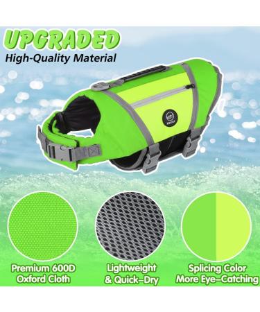 Emust Dog Vest - Lightweight Life Jacket for Small Dogs | Stylish XS Green with Rescue Handle & Reflective Stripes for Swimming Boating & Kayaking - Buy Online on GoSupps.com