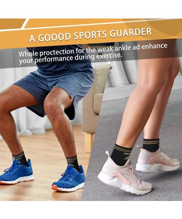 Copper Infused Compression Ankle Sleeve Support Pack of 2 for Men and Women - Medium Golden Black | Plantar Fasciitis, Sprained Ankle, Achilles Tendon Pain Relief - Ideal for Running, Exercise & Recovery - Buy Online on GoSupps.com