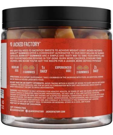 Jacked Factory Thermogenic Fat Burner  Appetite Suppressant Gummies with Acetyl-L-Carnitine HCL MitoBurn Caffeine 60 Gummies Tangerine Sour - Buy Online on GoSupps.com
