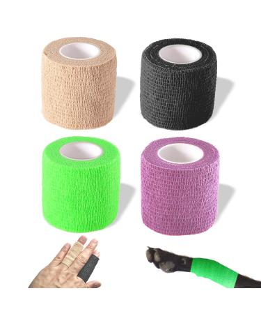 Self Adhesive Bandage Wrap Self Adhering Bandage Wrap Vet Wrap for Dogs Self Adherent Cohesive Wrap Bandages for Sports Athletic First Aid Wrist Ankle Tape 4 Pack 2 inch