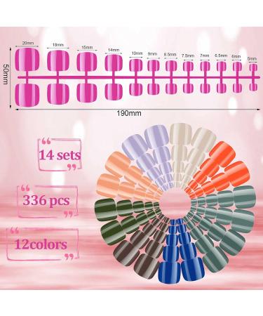 336 Pieces 14 Sets Short False Toenails Press on Toenails Short Square Glossy False Toe Nails Full Cover Square Fake Nails Artificial Toenail Tips for Nail DIY Manicure (Fresh Color) - Buy Online on GoSupps.com
