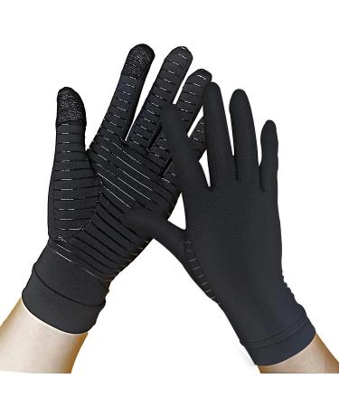 Arthritis Gloves Full Finger Copper Compression Gloves For Carpal Tunnel , Hand Pain,Fit for Men Women Small Black