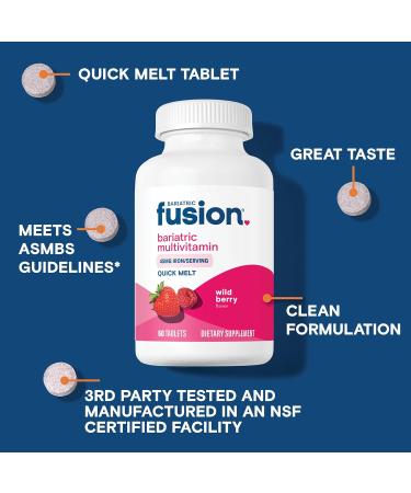Bariatric Fusion Bariatric Multivitamin with Iron Quick Melt | Sugar Free Vitamins for Gastric Sleeve and Gastric Bypass | Wild Berry Flavor | 60 Fast Dissolving Tablets - Buy Online on GoSupps.com