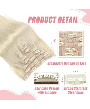 Vlasy 14 Inch Grey4# Clip in Hair Extensions - 100% Human Hair, Seamless, Natural Thick Weft - 7 Pieces for Women (70 g) - Buy Online on GoSupps.com
