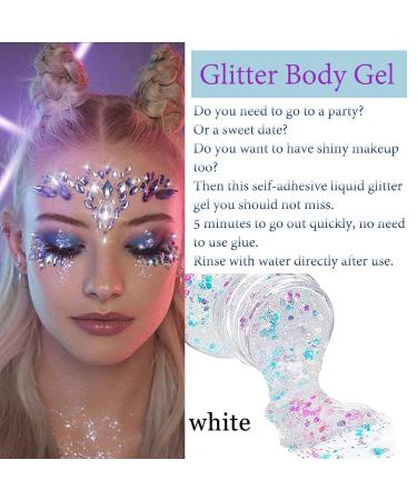 Body Glitter Gel - Long Lasting Sparkling White Moon Glitter for Festivals & DIY Arts Crafts - International Shipping Available - Buy Online on GoSupps.com