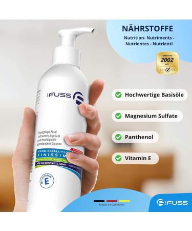 Mr. Fuss Hand Cream for Dry Hands - Unisex Hydrating Fluid with Jojoba Oil Glycerin & Vitamin E - 200ml Pump Dispenser - Buy Online on GoSupps.com