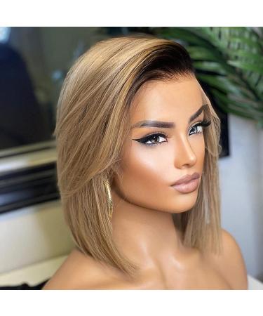 BEEOS 13x4 Skinlike Real HD Lace Front Wig - Ash Blonde Bob Human Hair Wig 12 Inch - Pre Plucked - Bleached Knots - Ombre Short Invisivle Lace Wig - 150% Density - Middle Part - HD Lace Front - Buy Online on GoSupps.com