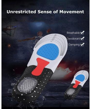 Premium Comfort Gel Sports Insoles for Men & Women - Orthotic Cushion with Arch Support for Plantar Fasciitis & Sore Feet Relief | Large (M 7.5-12 / W 9-13) - Buy Online on GoSupps.com