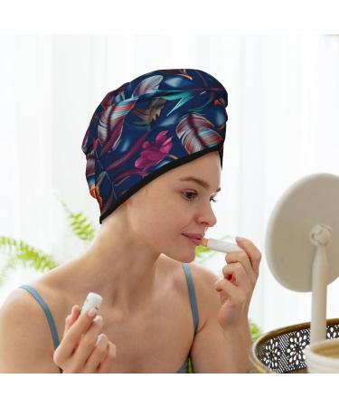 Hair Towel Wrap with Button - Quick-Drying Turban for Effortless Hair Care (Tropical Flower - Buy Online on GoSupps.com