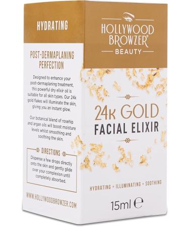 Hollywood Browzer Post Dermaplaning Perfection Oil - 24K Gold Facial Elixir - Face Serum 15ml - Buy Online on GoSupps.com