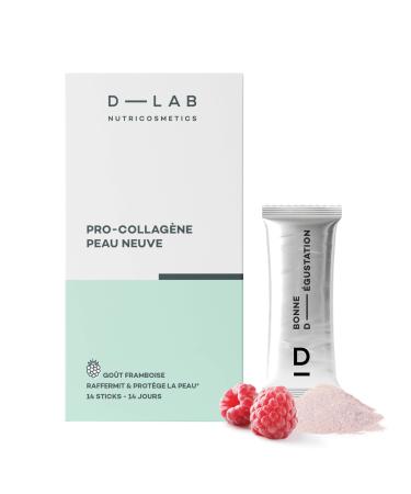 D-LAB Pro-Collagen New Skin | 14 Sticks - Anti-Aging Dietary Supplement | Visibly Reduces Wrinkles Deeply Moisturizes with a Natural Formula with Raspberry Flavor