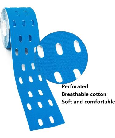 2 Rolls Kinesiology Tape with Breathable Holes Physio Athletic Tape Elastic Sports Tape Muscles Lift Tape for Pain Relief 2" x 16.4 feet/Roll Blue+Beige - Buy Online on GoSupps.com