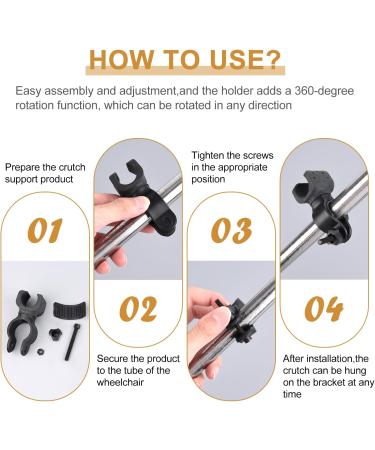 Tophoniex 4 Pack Walking Stick Holders Universal Crutches Stick Bracket Accessories Cane Holder for Drive Rollator Walker Wheelchair Black - Buy Online on GoSupps.com