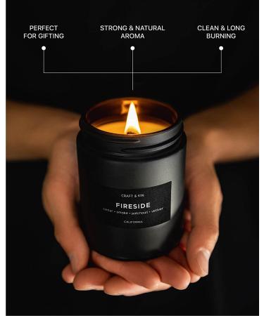 Smokey Fireside Scented Candle for Men | Soy Aromatherapy Candle in Black Jar - Buy Online on GoSupps.com