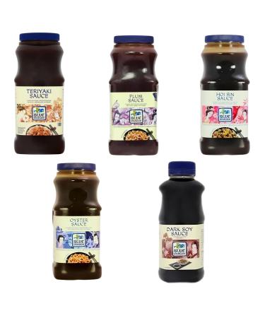 Blue Dragon Sauce Pick N Mix - Choose From 5 Flavours | Dark Soy Hoisin Oyster Plum & Teriyaki 1L Sauces Bottles - Pack of 2