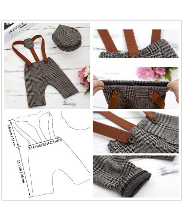 Baby Photography Props Newborn Boy Photo Shoot Outfits Infant Gentleman Suit Lattice Outfit Hats (Coffee) A-coffee - Buy Online on GoSupps.com