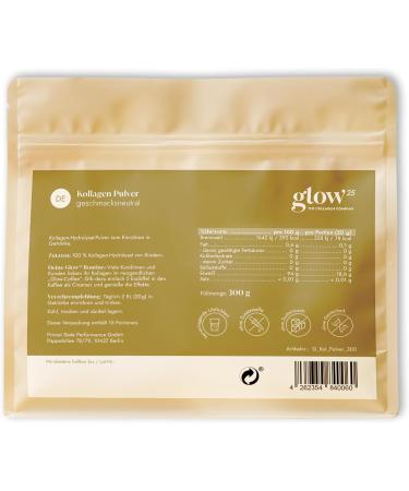 Buy GLOW25 Collagen Powder 300g - Premium Hydrolyzed Peptides Type 1 & 3 - Perfect Solubility - 20 Portions - International Shipping Available - Buy Online on GoSupps.com