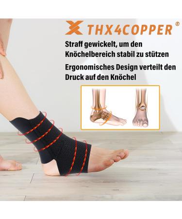 THX4Copper Ankle Bandage & Compression Socks for Plantar Fasciitis - Lightweight Breathable Support (Black 1 Pair) - Buy Online on GoSupps.com