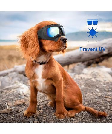 SLDPET Small Breed Dog Sunglasses - UV Glasses for Long Snout Dogs - Adjustable Straps - Black with Blue Lens - Buy Online on GoSupps.com