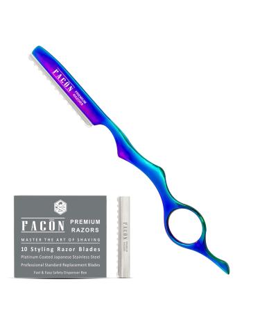 Facón Professional Hair Styling Thinning Texturizing Cutting Feather Razor + 10 Replacement Blades