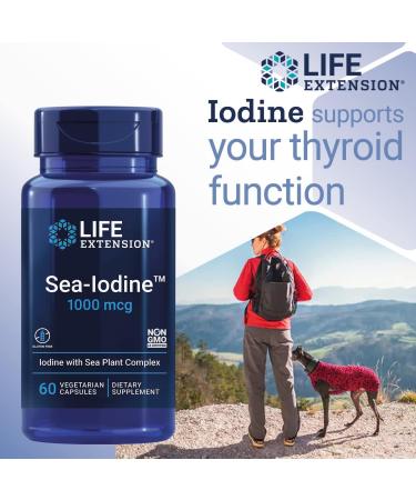 Life Extension Sea Iodine 1000mcg - 60 Vegan Capsules | Gluten-Free, Vegetarian, SOYA-Free & GMO-Free | Laboratory Tested - Buy Online on GoSupps.com