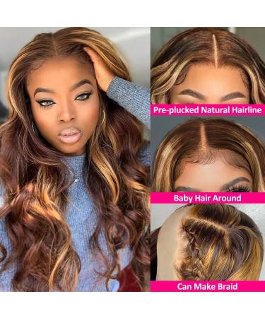 Body Wave Ombre Lace Front Wig for Black Women | 4/27 Highlight | Pre Plucked with Baby Hair | 150% Density | 16 Inch - Buy Online on GoSupps.com
