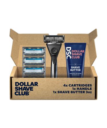 Dollar Shave Club | Heavy Metal Shave Kit with Shave Butter | Heavy-Duty Razor Handle 6 Blade Razor Blade Refills and Shave Butter 3 oz. | Shaving Set with Handle Razors for Men & Women 6 Blade Heavy Metal Starter Set