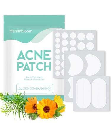 Mandabloom Acne Pimple Patches  6 Sizes 104 Patches for Large Zit Breakouts  Acne Patches for Face  Chin or Body  Hydrocolloid Bandages Acne Treatment with Tea Tree & Calendula Oil & Salicylic Acid 104 Piece Assortment