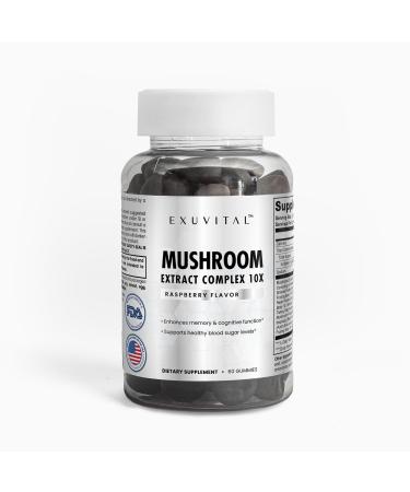EXUVITAL Mushroom Extract Complex Gummy - Supports Immunity & Energy, Memory and Cognition, Vegan - 60 Count,