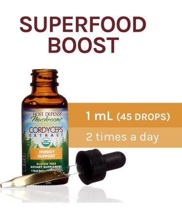 Host Defense Cordyceps Extract 1 fl oz - Energy & Stamina Support Mushroom Supplement - Buy Online on GoSupps.com