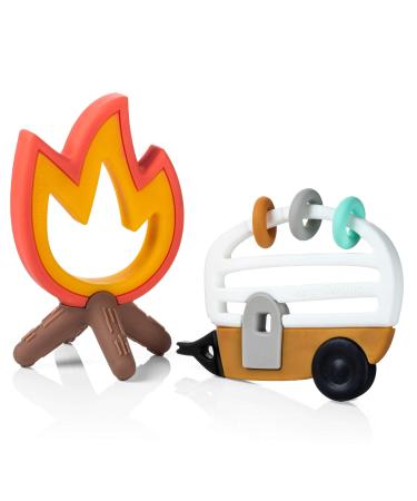 Lucy Darling Baby Teething Toys - Little Camper Silicone Baby Chew Toy For 0-6 And 0-12 Months - BPA Free Teethers For Babies - Soothe Babies Gums - 2 In 1 Pacifier And Teether - Buy Online on GoSupps.com