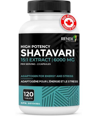 Renew Actives Shatavari Capsules Natural Adaptogen for Energy Vitality & Endurance Promotes Wellness & Resilience with Ayurvedic Herbs Organic Vegan Made in Canada 120 Capsules - Buy Online on GoSupps.com