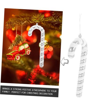Yardenfun 2pcs Christmas Cane Plastic Playes Christmas Crutch Props Festival Adornment Lollipop Tree Indoor Silver 26x10.5x2.5cm - Buy Online on GoSupps.com