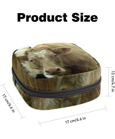 Sanitary Napkin Storage Bag Zipper Menstrual Cup Pouch - Brown Dairy Cattle Cow Theme - Multicoloured - Buy Online on GoSupps.com