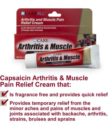 CareAll Capsaicin Arthritis Muscle and Joint Cream 1.5 oz. (3 Pack) Relief of Minor Aches and Pains from Backache Sprains Strains Arthritis. Fragrance Free - Buy Online on GoSupps.com