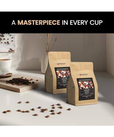 Invigo Turkish Freshly Ground Coffee Beans 340g - Fresh Ground Coffee Small Batch Premium Roasting Vegan Gluten-Free Christmas Birthday Gift for Coffee Lovers & Enthusiasts Backgammon Blend - Buy Online on GoSupps.com