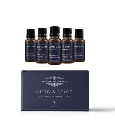 Mystic Moments Essential Oils StartPack - Herbal & Spice Oils - 5 x 10ml - 100% Pure