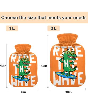 NAANLE Cartoon Krokodil 1L Heat Bottle with Cover - Transparent Hot Water Bottle for Bed Hand and Foot Pain Relief & Heat Therapy - Buy Online on GoSupps.com
