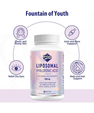 Liposomal Hyaluronic Acid 1000mg Capsules with Tremella Polysaccharides - Skin Hydration & Anti-Aging Supplement - 1Pack - Buy Online on GoSupps.com