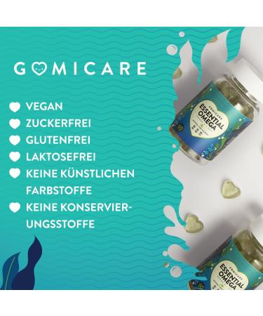 Gomicare Omega 3 Gummies - Vegan Sugar-Free Gluten & Lactose-Free - 60 Algal DHA Vitamin D & E - Health Boosting Supplements - Buy Online on GoSupps.com